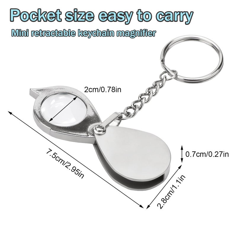 Rongon Small Pocket Magnifying Glass 10X Jewelers Loupe Magnifier Folding Magnifying Lens Keychain Jewelry Loop for Apply to Reading Science Jewelry Hobbies Books - Image 2